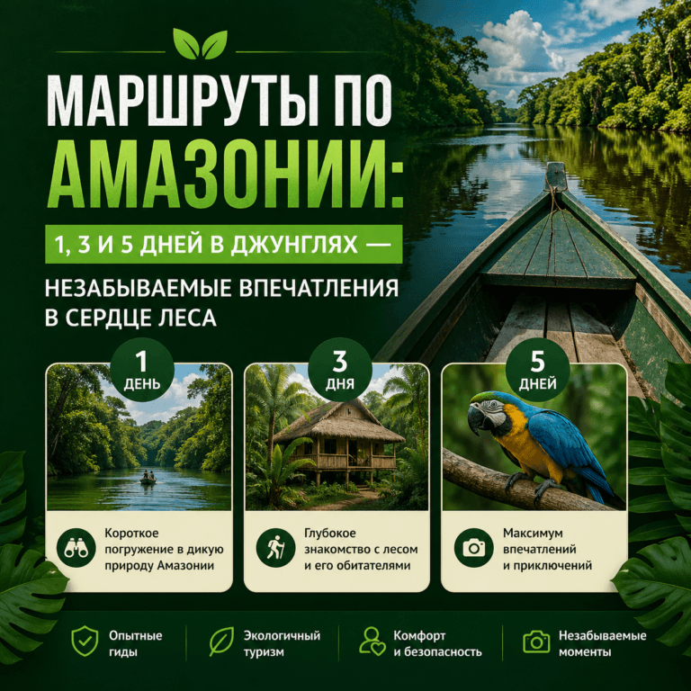 Маршруты по Амазонии 1, 3 и 5 дней в джунглях — незабываемые впечатления в сердце леса