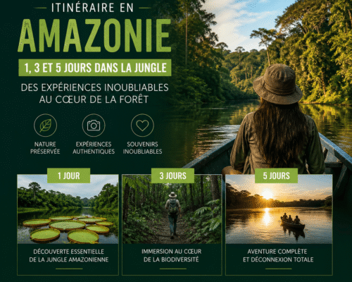 Itinéraire en Amazonie 1, 3 et 5 jours dans la jungle – des expériences inoubliables au cœur de la forêt