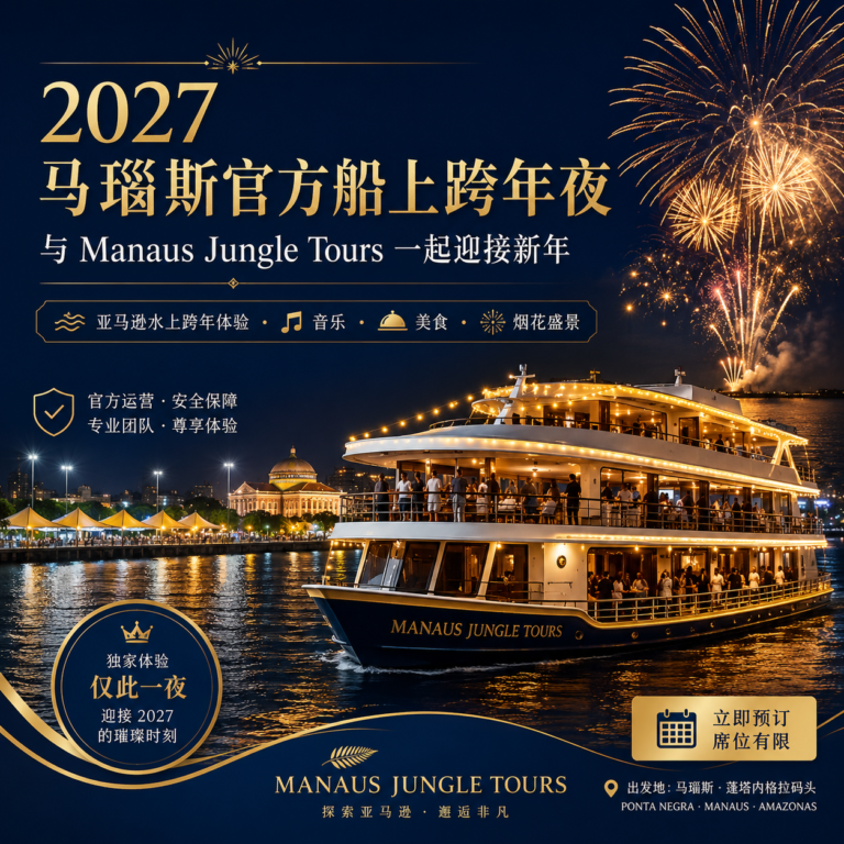 2027 马瑙斯官方船上跨年夜：与 Manaus Jungle Tours 一起迎接新年